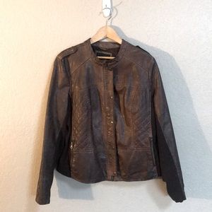 Maurice’s faux brown leather zip moto jacket coat